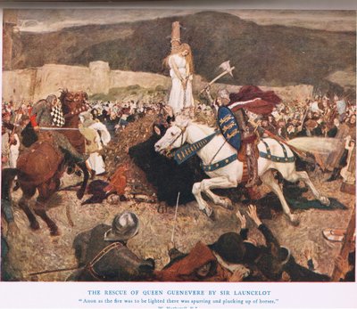 Die Rettung von Königin Guenevere durch Sir Lancelot, Illustration aus 