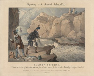 [Satz von vier] Sport auf den schottischen Inseln: Nr. III. Lachsangeln von William Heath