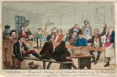 Tom und Bob in Maskerade, eine Wolke blasen und ihr schweres Nass nehmen von William Heath