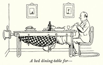 Ein Bett-Esstisch für von William Heath Robinson
