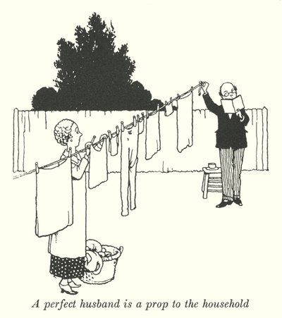Ein perfekter Ehemann ist eine Stütze des Haushalts von William Heath Robinson