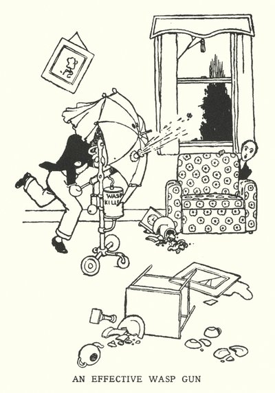 Eine effektive Wespenpistole (Lithografie) von William Heath Robinson