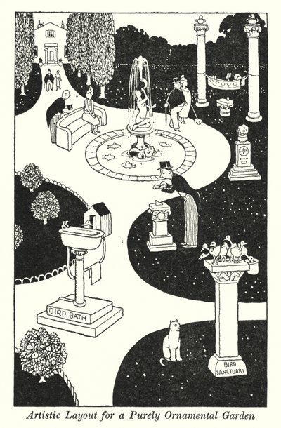 Künstlerische Gestaltung für einen rein dekorativen Garten von William Heath Robinson