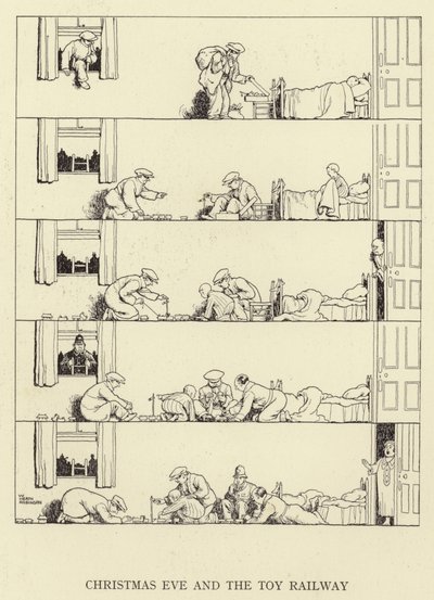Heiligabend und die Spielzeugeisenbahn von William Heath Robinson