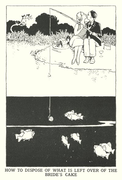Wie man den Rest der Hochzeitstorte entsorgt (Lithografie) von William Heath Robinson