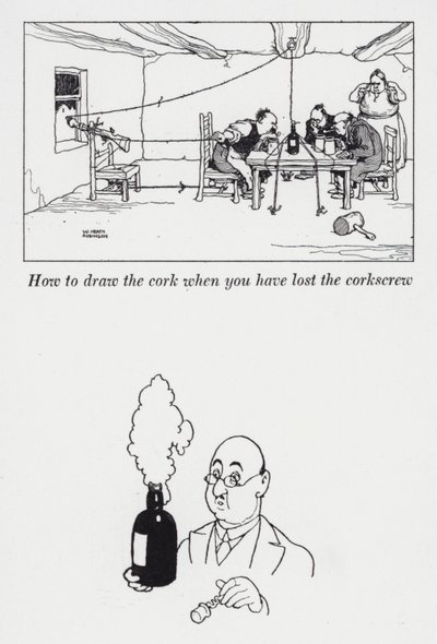 Wie man den Korken zieht, wenn man den Korkenzieher verloren hat von William Heath Robinson