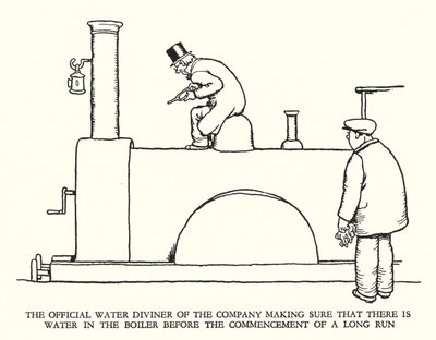 Illustration für Railway Ribaldry von W Heath Robinson (Lithografie) von William Heath Robinson