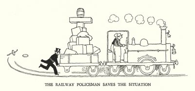 Illustration für Railway Ribaldry von W Heath Robinson von William Heath Robinson