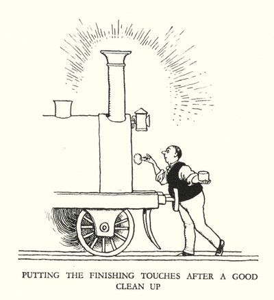 Illustration für Railway Ribaldry von W Heath Robinson (Lithografie) von William Heath Robinson