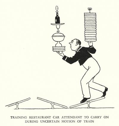 Illustration für Railway Ribaldry von W Heath Robinson (Lithografie) von William Heath Robinson