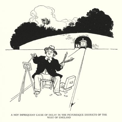 Illustration für Railway Ribaldry von W Heath Robinson (Lithografie) von William Heath Robinson