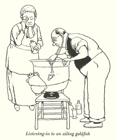 Zuhören bei einem kranken Goldfisch von William Heath Robinson