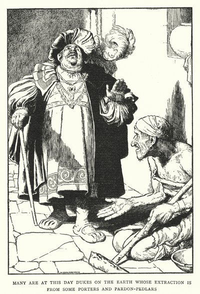 Viele sind heute Herzöge auf der Erde, deren Herkunft von einigen Trägern und Ablasshändlern stammt von William Heath Robinson