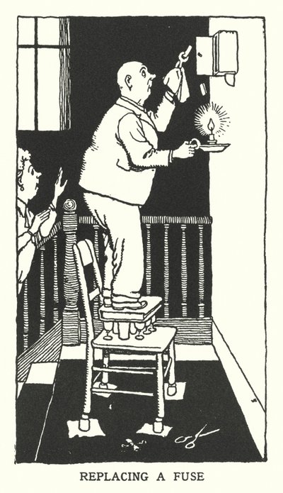 Eine Sicherung ersetzen (Litho) von William Heath Robinson
