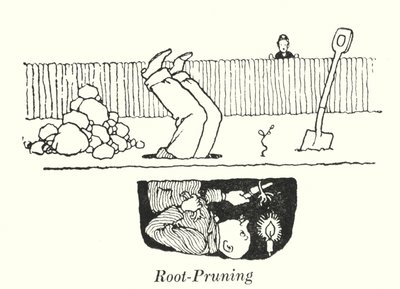 Wurzelbeschneidung (Lithografie) von William Heath Robinson
