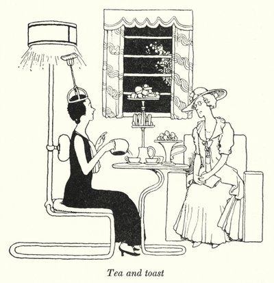 Tee und Toast (Lithografie) von William Heath Robinson