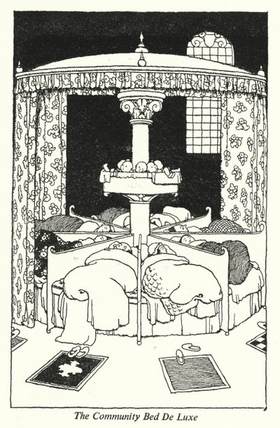 Das Gemeinschaftsbett De Luxe (Lithografie) von William Heath Robinson