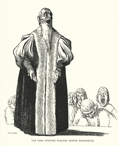 Der Herr Suckfist plädierte vor Pantagruel von William Heath Robinson