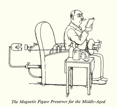 Der magnetische Figurenschoner für das mittlere Alter (Lithografie) von William Heath Robinson