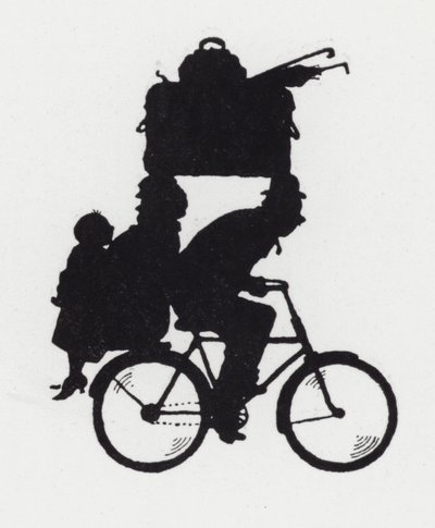 Mit der Familie auf dem Fahrrad unterwegs von William Heath Robinson