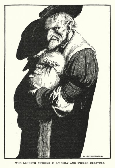 Wer nichts verleiht, ist eine hässliche und böse Kreatur von William Heath Robinson