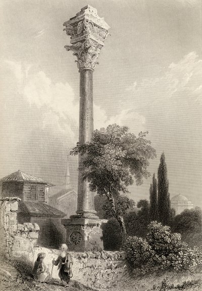 Säule des Marcian, Istanbul, Türkei, graviert von H. Adlard von William Henry Bartlett
