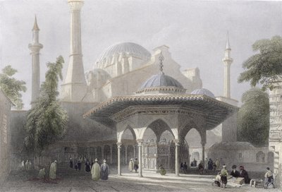 Hof und Brunnen der Hagia Sophia, Istanbul, graviert von J. Redaway, ca. 1850 von William Henry Bartlett