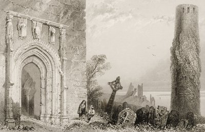 Tür zu einem Tempel, Clonmacnois, County Offaly, Irland, aus 