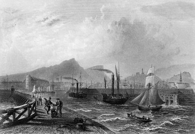Leith Pier und Hafen, graviert von Robert Wallis, ca. 1820 von William Henry Bartlett