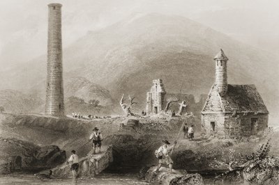Die Ruinen von Glendalough, County Wicklow, Irland, aus 