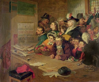 Warten auf Nachrichten von der Verhaftung Robespierres (1758-94) im Jahr 1794, 1866 von William Henry Fisk