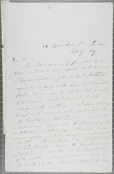 Signierter Brief von William Henry Fox Talbot an James David Forbes, 1839 von William Henry Fox Talbot