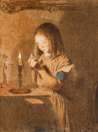 Einen Faden einfädeln: Die junge Näherin, ca. 1845 von William Henry Hunt
