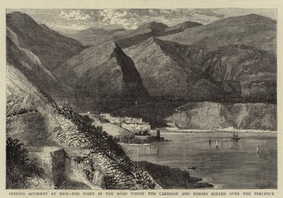 Schwerer Unfall in Nizza, der Punkt auf der Straße, an dem die Kutsche und die Pferde über den Abgrund rollten von William Henry James Boot