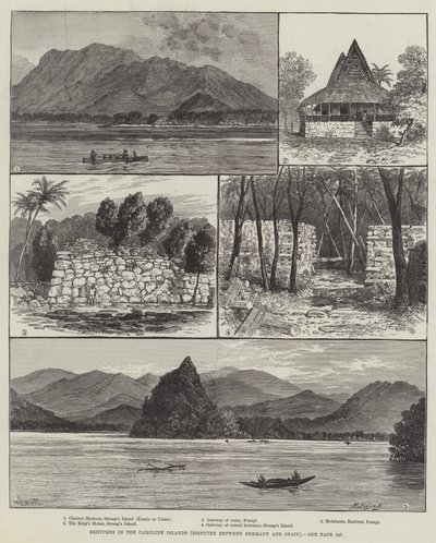 Skizzen auf den Karolineninseln, umstritten zwischen Deutschland und Spanien von William Henry James Boot