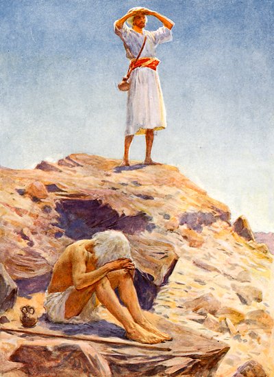 Elia und sein Diener beobachten den Regen auf dem Berg Karmel von William Henry Margetson