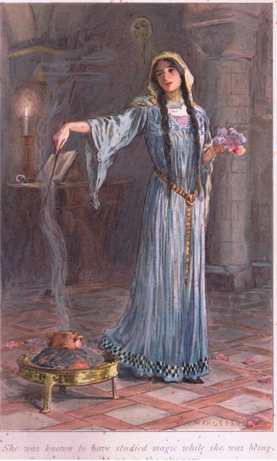 Sie war bekannt dafür, Magie studiert zu haben, während sie im Kloster aufwuchs von William Henry Margetson
