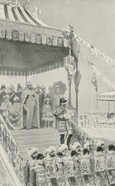 Die Königin wird in Delhi zur Kaiserin von Indien ausgerufen von William Henry Margetson