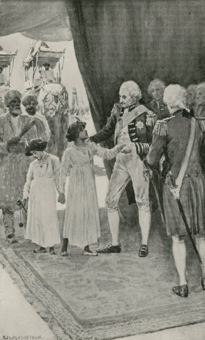 Die Söhne von Sultan Tippu werden von Lord Cornwallis als Geiseln empfangen von William Henry Margetson
