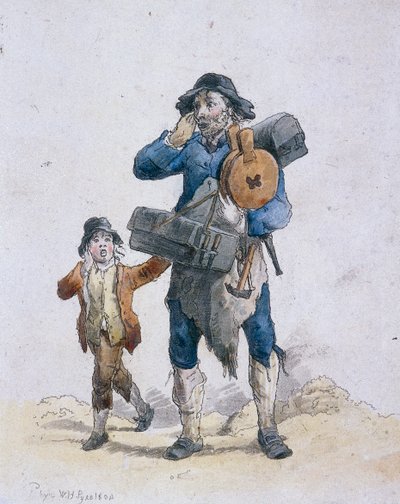 Ein Kesselflicker und ein Kind, Provinzcharaktere, 1804 von William Henry Pyne