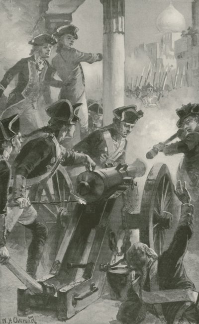 Clive hält die Stadt und Festung von Arcot gegen die Franzosen und ihre Verbündeten von William Heysham Overend