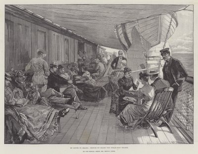 Auf dem Weg nach Brasilien, Skizze an Bord des Dampfschiffs Thames von William Heysham Overend