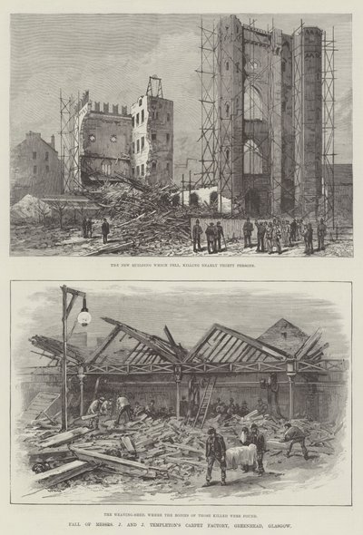 Fall der Teppichfabrik von Messers J und J Templeton, Greenhead, Glasgow von William Heysham Overend