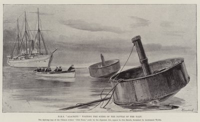 HMS Alacrity besucht den Schauplatz der Schlacht am Yalu von William Heysham Overend