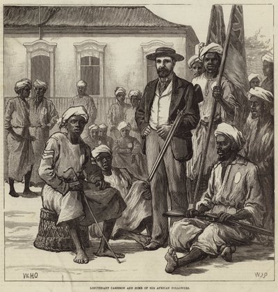 Leutnant Cameron und einige seiner afrikanischen Anhänger von William Heysham Overend