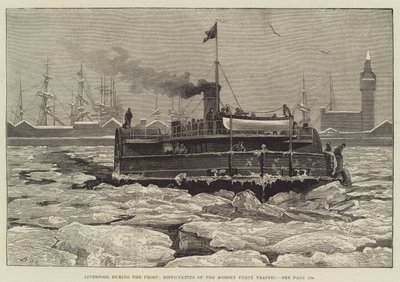 Liverpool während des Frosts, Schwierigkeiten des Mersey-Fährverkehrs von William Heysham Overend