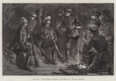 Pot Luck mit russischen Soldaten in der Possiette-Bucht, Russisch-Tartary von William Heysham Overend