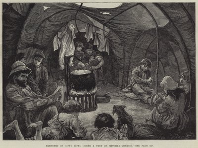 Skizzen aus dem Zigeunerleben, in einem Zelt auf Mitcham-Common von William Heysham Overend