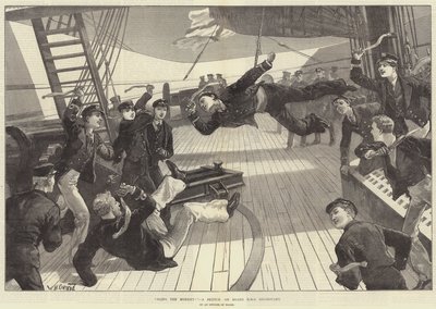Schleudere den Affen! Eine Skizze an Bord der HMS Inconstant von William Heysham Overend
