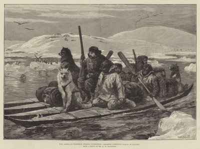 Die amerikanische Franklin-Suchexpedition, Überquerung der Simpsonstraße in Kajaks von William Heysham Overend